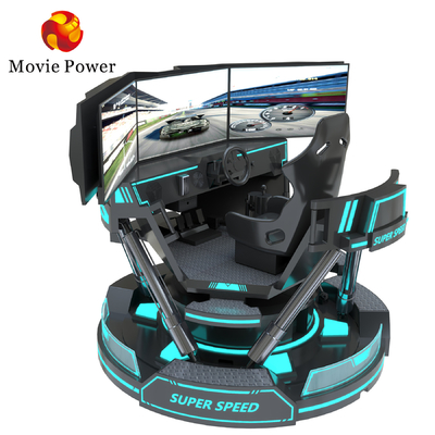 VR 3スクリーンカーレーシング 仮想現実シミュレーター 6Dofブラックカーレーシング ゲームマシン 5d カー運転 アークード フォーモール