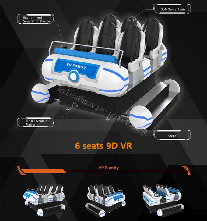 6座席家族9D VRの映画館の宇宙飛行船回転360度/動的プラットホーム 4