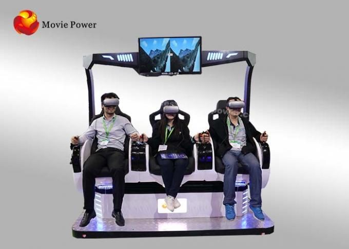 3つの座席Vritualの現実の映画館装置、電気制御システム9d Vrシミュレーター 0