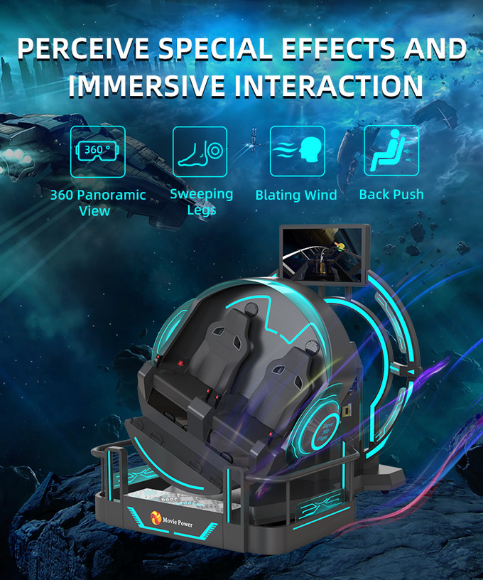 VR 360 2席 9d ローラーコースター VR マシン 360 回転 VR 映画 360 度 空飛ぶ椅子 シミュレーター 2