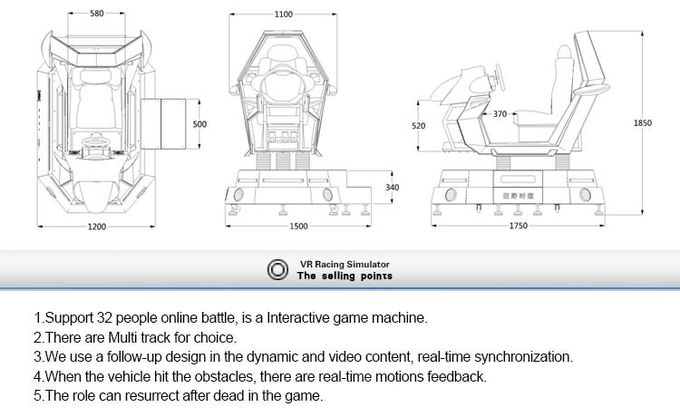 360回転VRシミュレーター レーシングカー 娯楽ライドシミュレーター アーケード 運転ゲーム機 4