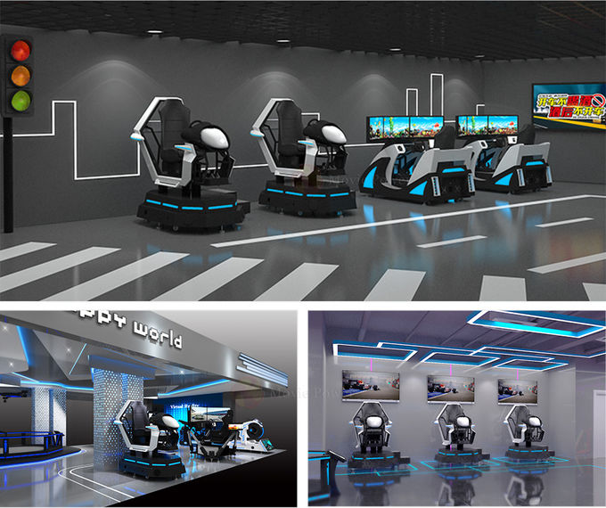 お金9D VRの車のAracdeのゲームの座席ドライブF1動きのプラットホームの競争のシミュレーターの乗車を得なさい 0