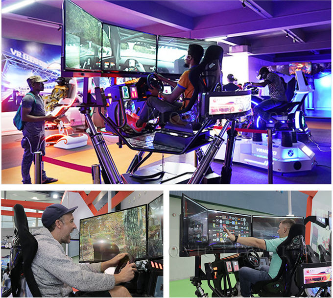 ガラス繊維9Dのシミュレーター、シミュレーターのゲーム・マシン6 Dof 3スクリーンの自動車運転のシミュレーターを競争させる動的VR 1