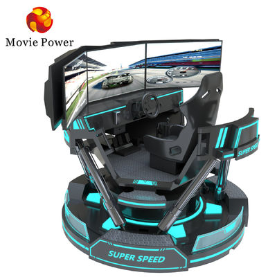 3スクリーンバーチャルリアリティシミュレーター6 - ドフブラックカーレーシングゲームマシン 5dカー運転アーケード