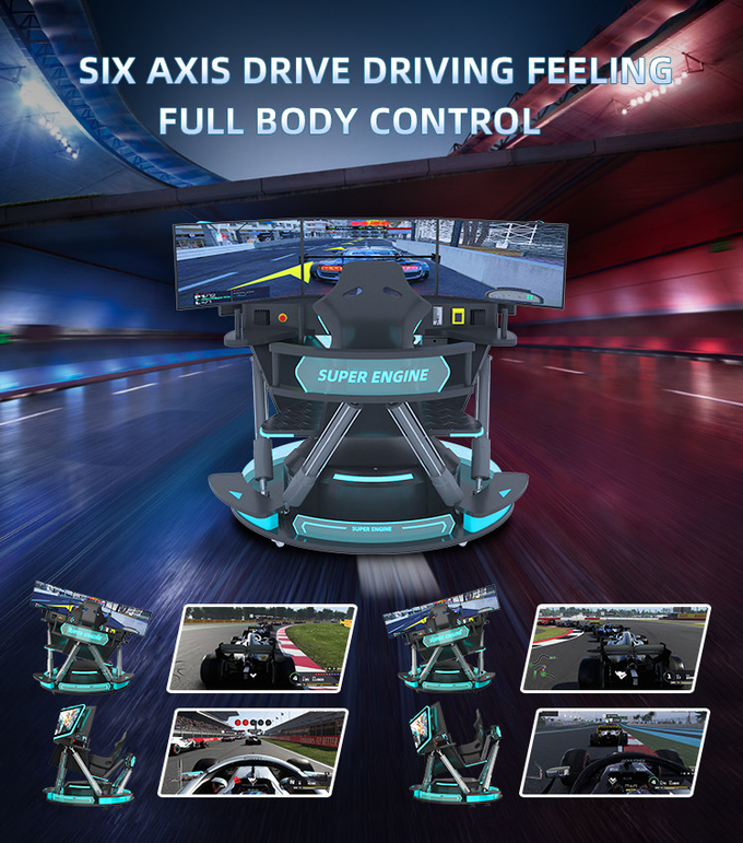 5.0KW F1 カーレースシミュレーター ドライブゲームマシン 6 ドフ モーションプラットフォーム 3スクリーン 3