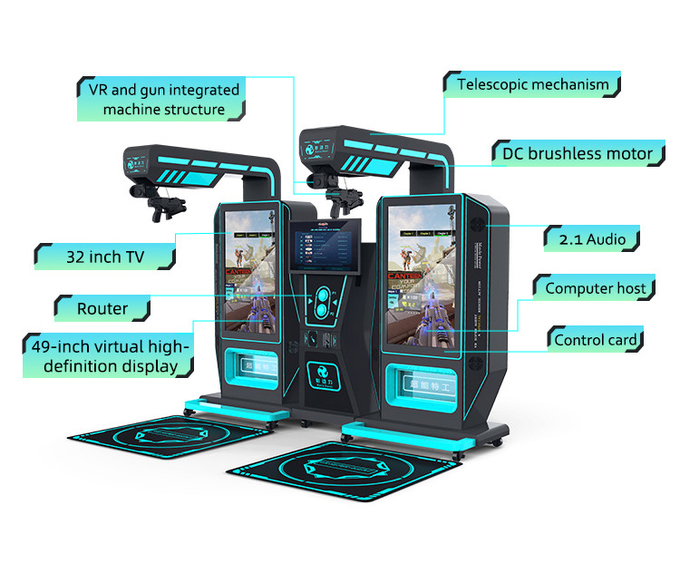 仮想現実室内 9d VR アーケード 射撃ゲームマシン kat VR スーパー 2 プレイヤー 銃シミュレーター ショッピングモール 1