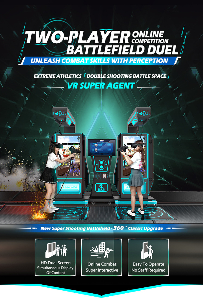 仮想現実室内 9d VR アーケード 射撃ゲームマシン kat VR スーパー 2 プレイヤー 銃シミュレーター ショッピングモール 0