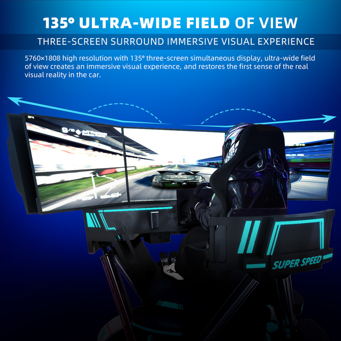 VR 3スクリーンカーレーシング 仮想現実シミュレーター 6Dofブラックカーレーシング ゲームマシン 5d カー運転 アークード フォーモール 5