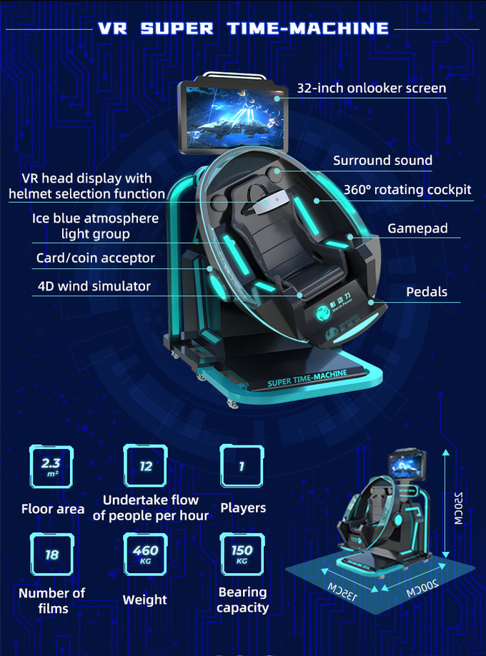 商業バーチャル リアリティのシミュレーター9D VRの極度のタイム マシンのはえのゲーム装置 4