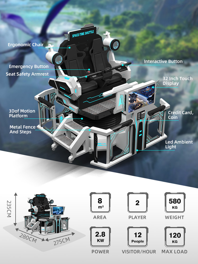 4d 8d 9dのバーチャル リアリティのシミュレーターのVrのゲーム・マシンのジェット コースターのVrの椅子2 Seater 1