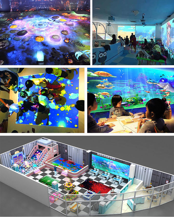 子供の運動場装置3dプロジェクター ホログラムのトンネルの相互動きの床のゲーム 0